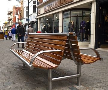 Shoreline SL003 - contemporary back-to-back steel and timber seat