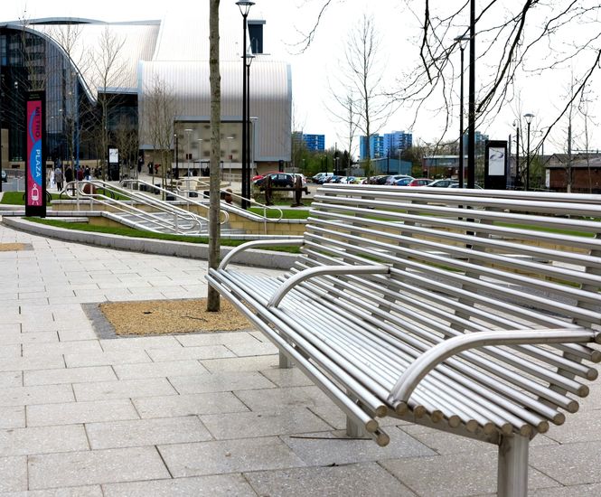 West Bromwich Metro Plaza - seating and railing