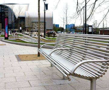 West Bromwich Metro Plaza - seating and railing