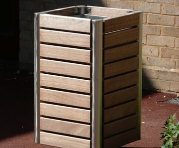 Shoreline SL048 - stainless steel and timber outdoor litter bin (80 litres)