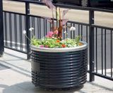 Centerline CLPL - contemporary round steel outdoor planter - on this page