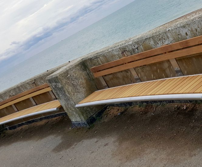 Curved cantilevered benches - Martello Tower, Seaford