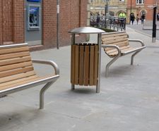 Shoreline SL052 - stainless steel and timber outdoor litter bin (80 litres)