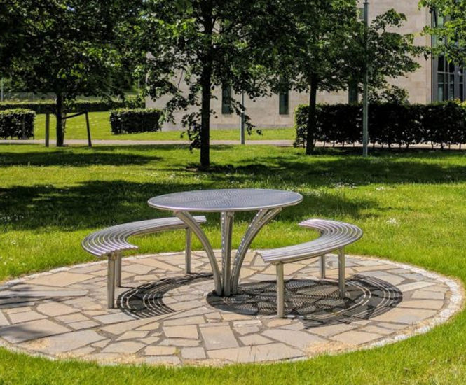 BL027 Baseline - stainless steel outdoor picnic table and benches