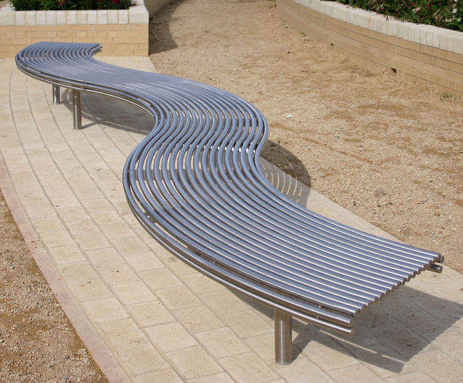 CL007 Bench - wave form curved steel outdoor bench