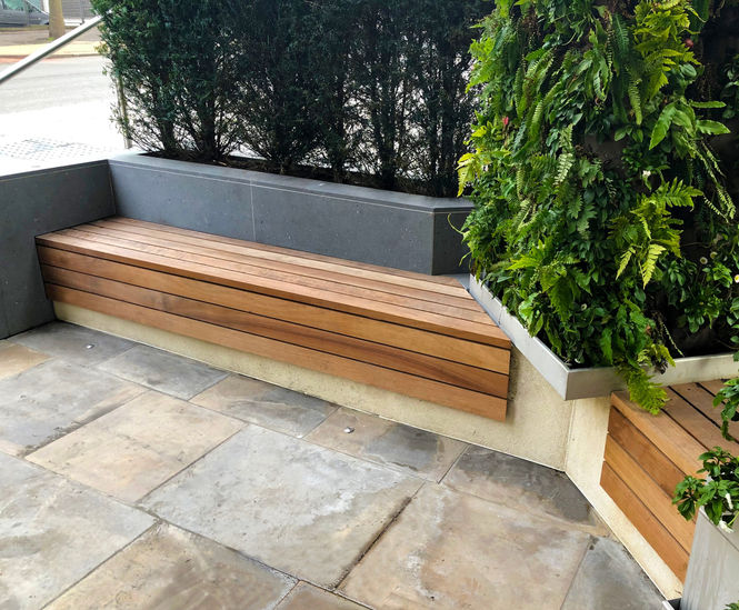 Wall-mounted benches – Sovereign Court, London