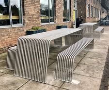 Contemporary picnic tables for exhibition space