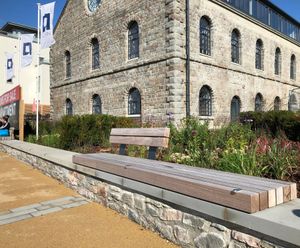 Exeter - wall-mounted timber and steel bench