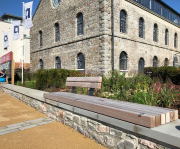 Exeter - wall-mounted timber and steel bench
