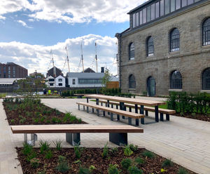 Exterior seating and table for harbourside regeneration