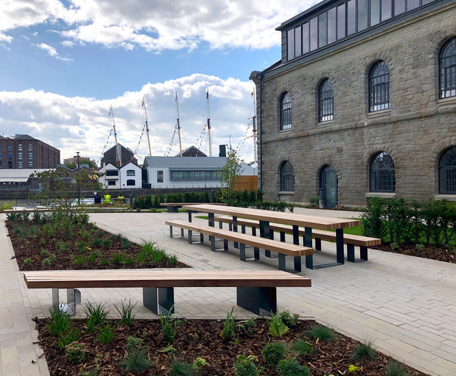 Exterior seating and table for harbourside regeneration
