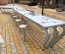 Stainless steel bar stools for outdoor cooking area