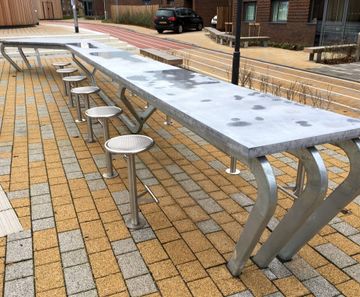 Stainless steel bar stools for outdoor cooking area