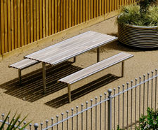 Shoreline SL025 - stainless steel and wood picnic table and bench set