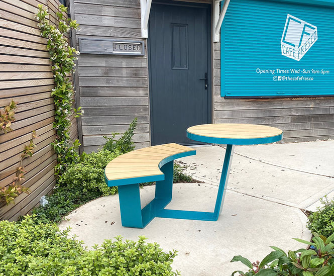 Seven Mini - steel and timber 2-seater picnic table and bench set