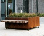Exeter - corten steel planter with integrated bench