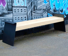 Seven Bench - contemporary public seating in steel and timber