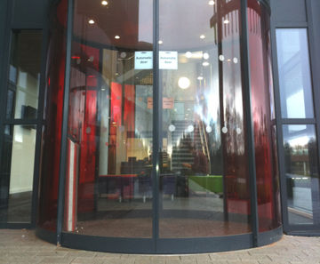 Contemporary curved entrance for students