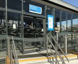 Automatic sliding doors enable fast access for cyclists  - on this page