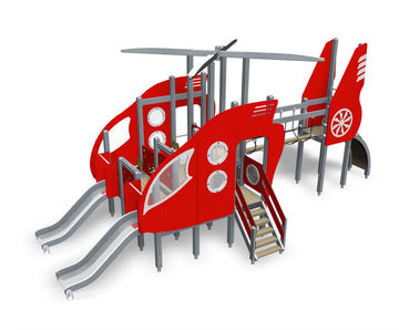 Helicopter - themed multi play unit with slides