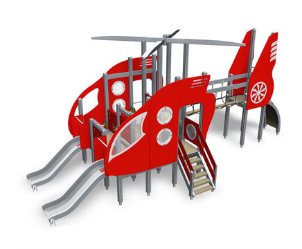 Helicopter - themed multi play unit with slides