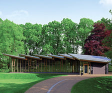 Angled standing seam roof for Avenham Park Pavilion