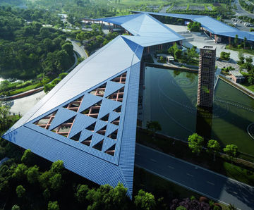 Double standing seam roofing for Chinese cultural centre