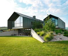 Zinc facade and roof cladding for new barn-style home