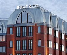 Angled standing seam roof for luxury waterfront hotel