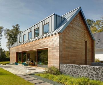 RHEINZINK-prePATINA blue-grey roofing for family home