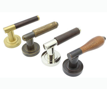 Arbor Range - wood and brass door lever handles
