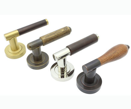 Arbor Range - wood and brass door lever handles