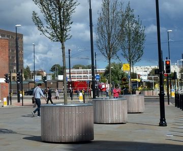 Castleton timber planters - Rochdale town centre