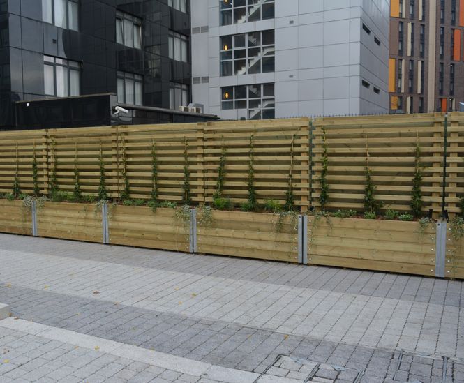 Mews planters with screens - Pocket Square, Wembley Park