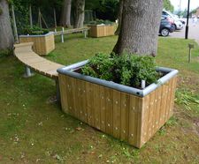 Outdoor planters and seating for retirement village