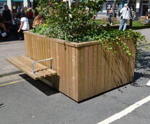 Integrated planters and seating for town centre