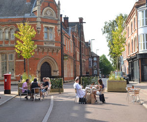 Timber planters help with social distancing in Leicester