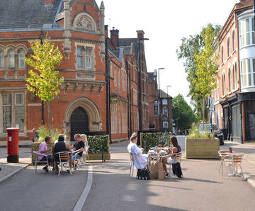 Timber planters help with social distancing in Leicester