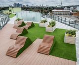 Planters and seating for residential rooftop garden - on this page
