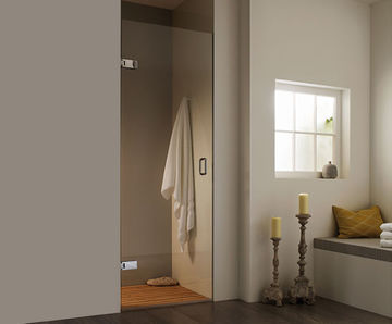 Maine frameless alcove shower screen with hinged door