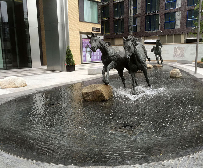 Award-winning water feature - Goodmans Fields Horses