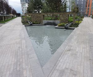 Rill, cascade and mirror pool - Nine Elms, London