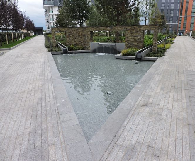 Rill, cascade and mirror pool - Nine Elms, London