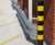 Steel bollard with black and yellow high-visibility hazard bands 2