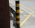Steel bollard with black and yellow high-visibility hazard bands 3