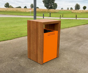 Deacon - 100L contemporary timber and steel outdoor litter bin