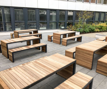 Outdoor furniture for university courtyard refurbishment