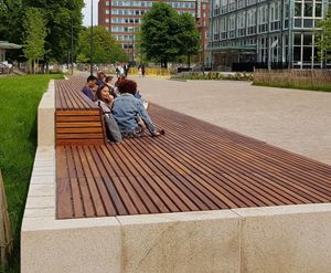 Huge bespoke seating unit for Manchester University campus park