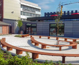 Curved timber benches for university Foster Garden - on this page