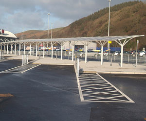 Covered walkway, Stena Line new ferry port bus terminal